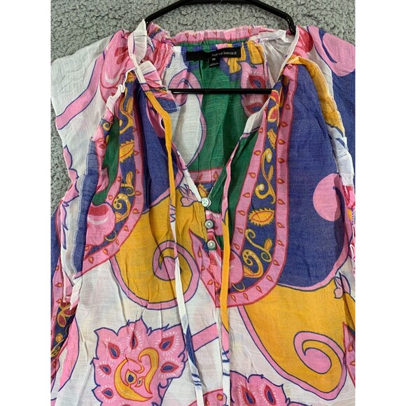 HARVE BENARD MULTICOLOR FLORAL PRINT RUFFLED LIGHTWEIGHT COTTON TOP Medium (M) - Picture 7 of 10